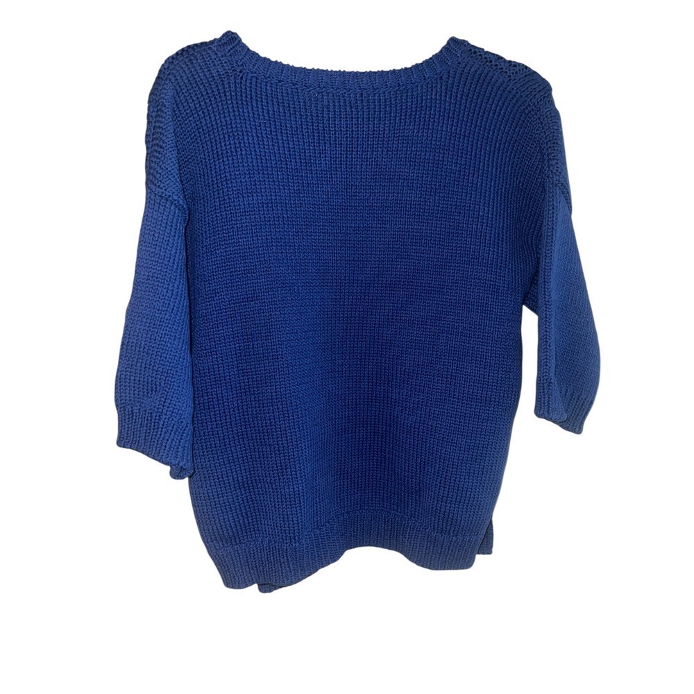 Massimo Dutti blue crew neck Top Sz S 3/4 Sleeve Luxury Designer Comfy nwt - Picture 2 of 9